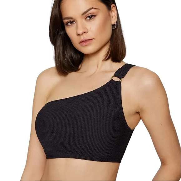 MICHAEL Michael Kors Logo Ring One Shoulder Bikini - Iconic Solids SIZE Small - Picture 2 of 4